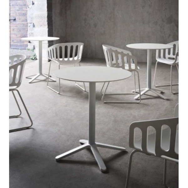 PA WHITE 70x70 White modern HPL (Compact) Outdoor Tabletop