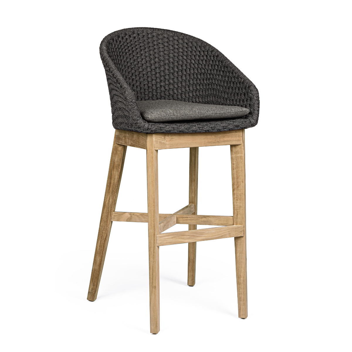BT ZALUMA Grey elegant Polyrattan outdoor bar stool