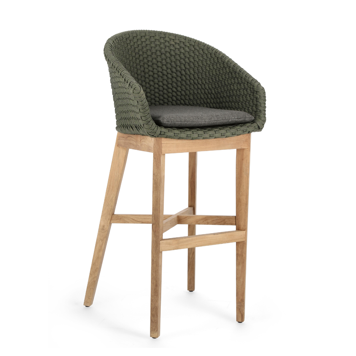 BT ZALUMA Green elegant Polyrattan outdoor bar stool