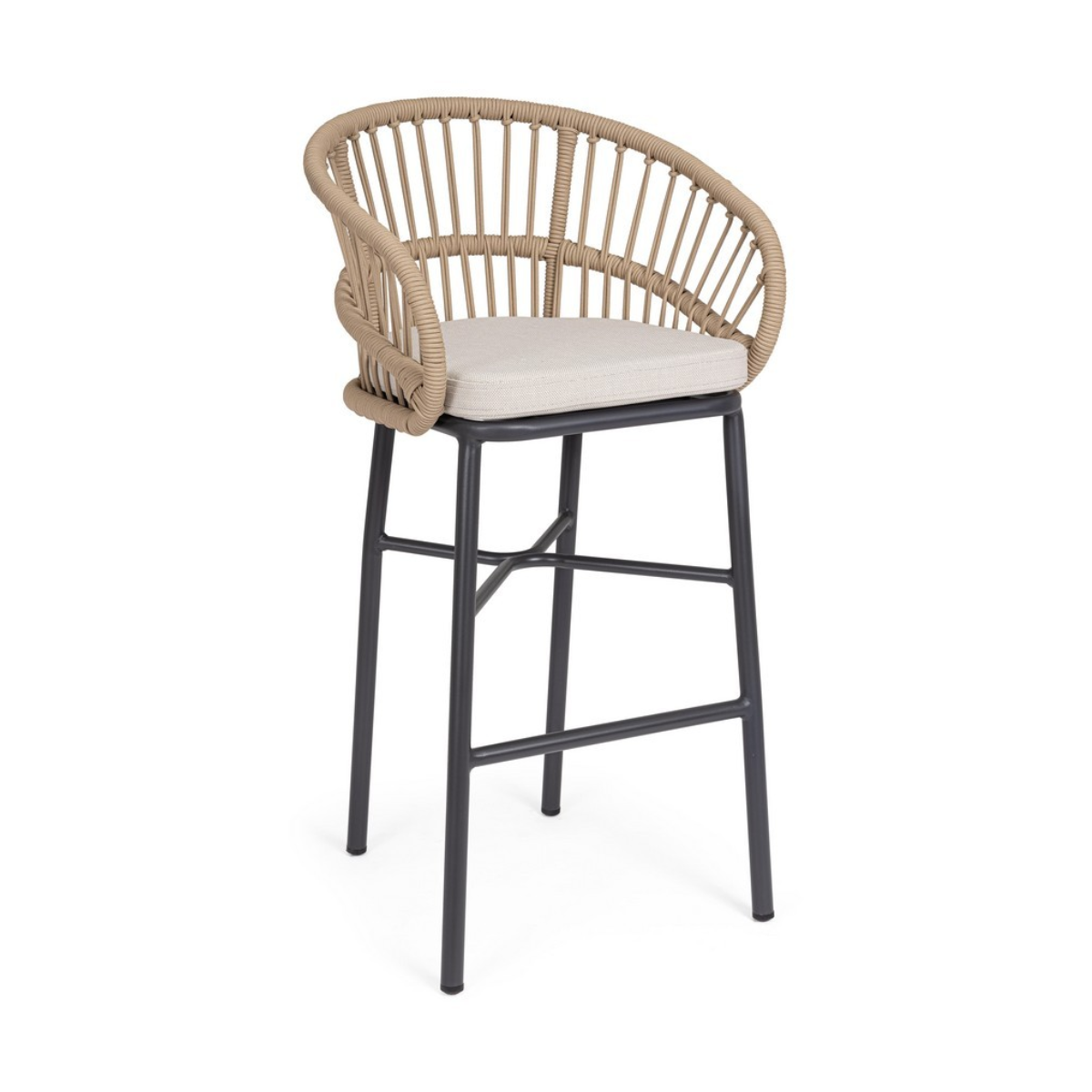 BT LASVEGAS Beige design Polyrattan outdoor bar stool