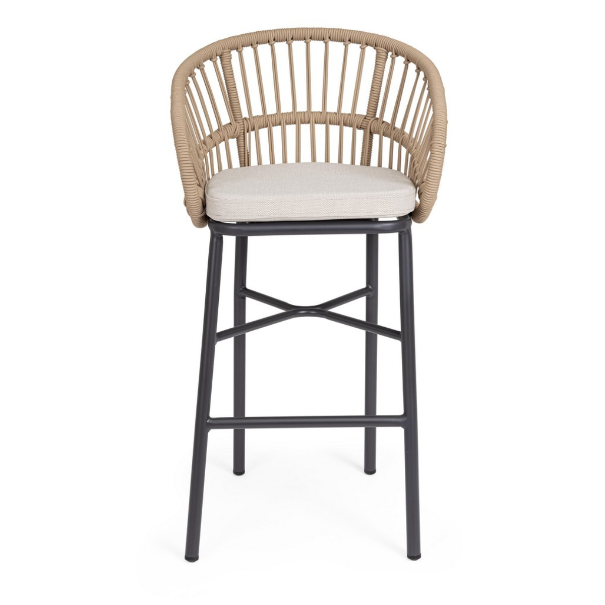 BT LASVEGAS Beige design Polyrattan outdoor bar stool