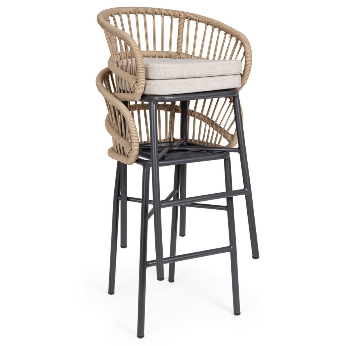 BT LASVEGAS Beige design Polyrattan outdoor bar stool