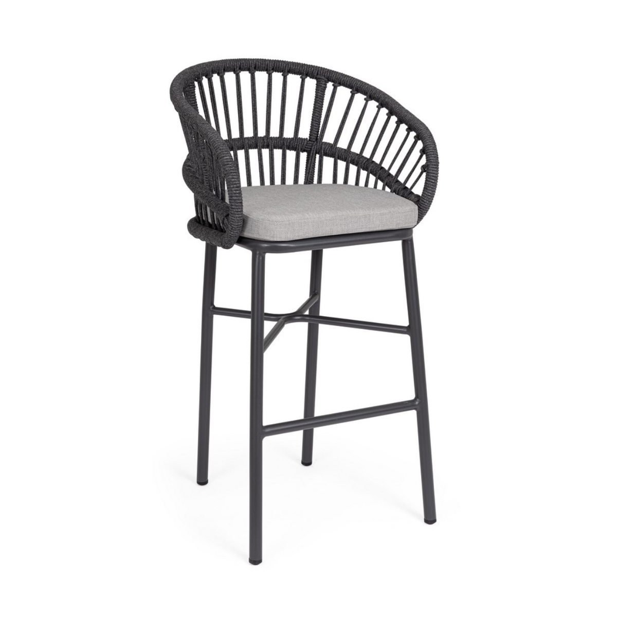 BT LASVEGAS Black design Polyrattan outdoor bar stool
