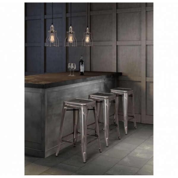 DL FACTORY Silver industrial Metal indoor bar stool