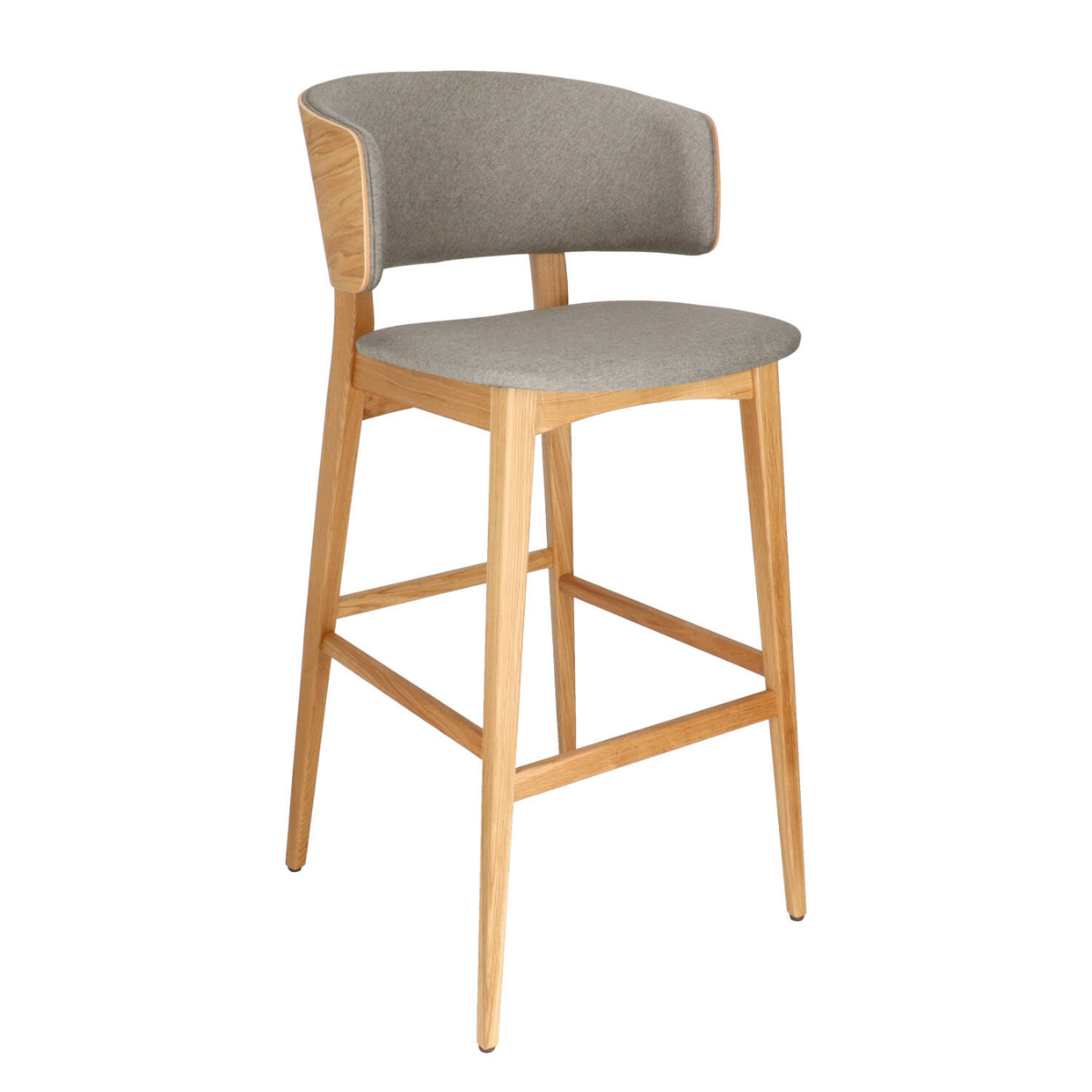 GB LUCY Grey, Natural classic Wooden indoor bar stool